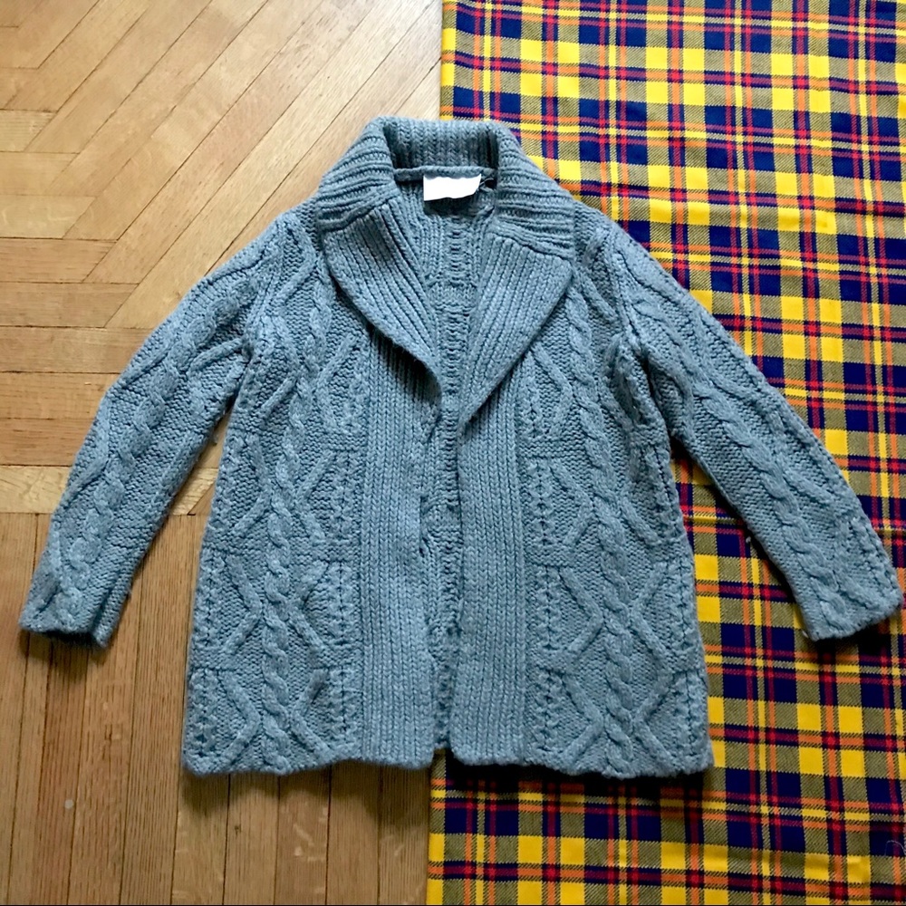 Sunner Anthro Heavy Knit Sweater Cardigan Grey